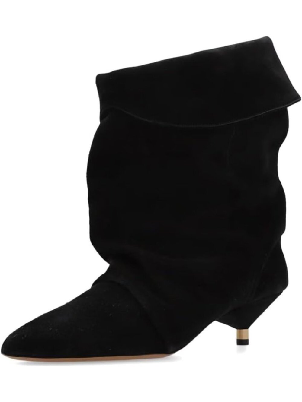Women's Black2 Slouchy Ankle Boots Pointed Toe Kitten Heels Booties Wide Calf